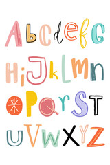 Alphabet png doodle typography font set