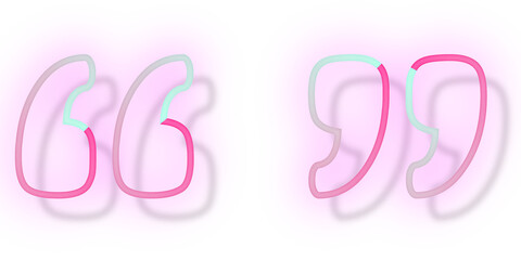 Pink neon glow quotation sign png font typography