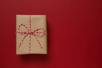 Beautiful gift box on color background 