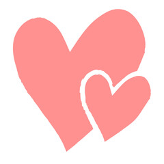 Png pink heart design element in hand drawn style