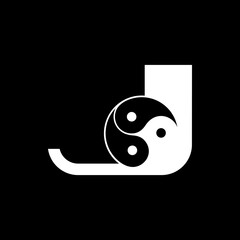 Logos are the letter J and yin yang. Outline and unique.