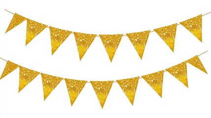 Vibrant yellow triangular bunting flags for festive occasions.