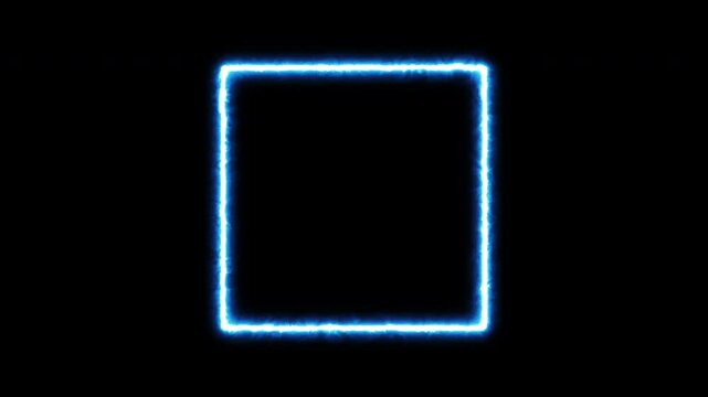 Animation of square shape frame neon glowing