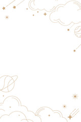 Abstract star png frame, simple line art, sky element for planner, transparent background