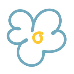 Cute flower png sticker, teal doodle collage element on transparent background