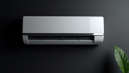 A close-up of a ceiling-mounted split system AC, featuring parts of an home ac system and cool air on a black background