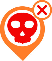 location pin with skull icon