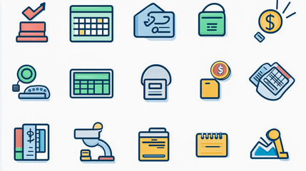A collection of web icons in a clean, modern line style focused on loan and credit themes