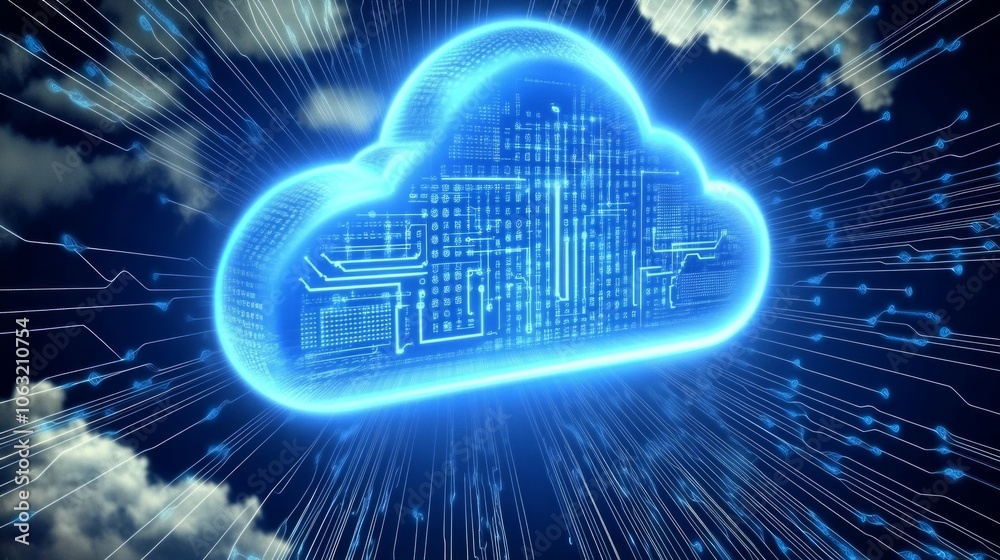 Poster cloud computing transfer big data on internet background