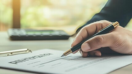 Loan application form with pen, calculator, and  Approved  notice