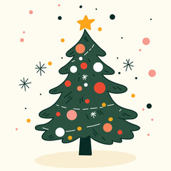 Christmas tree, abstract design, minimalistic vector, star icon, holiday tree