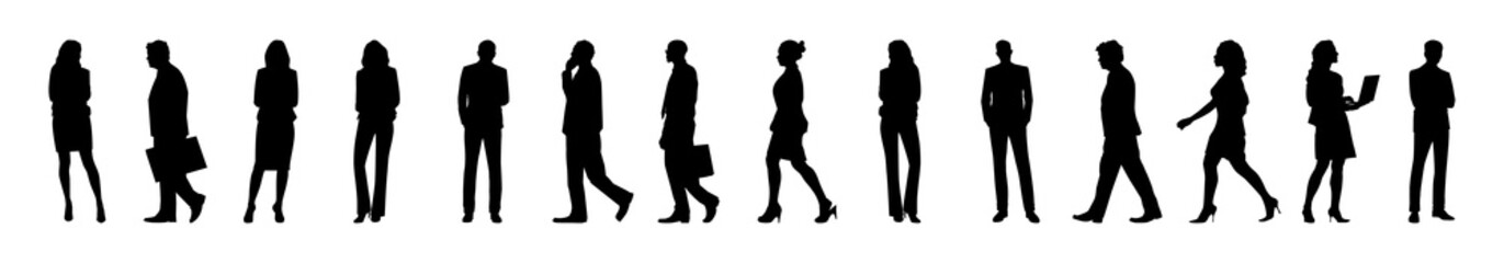Business people silhouette png cut out element set