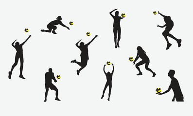 Volleyball players in game activity stickers