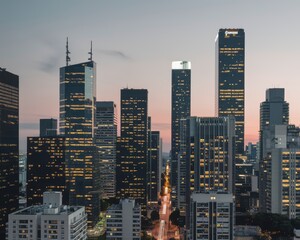 Naklejka premium city skyline at night
