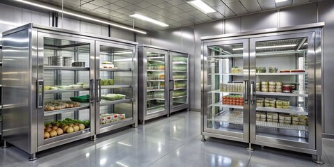 Stainless Steel Refrigerators with Food Storage, Food Storage, Restaurant Kitchen, Refrigeration
