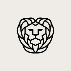 abstract line lion head logo