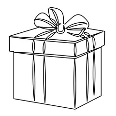 gift sketch, outline on white background, vector
