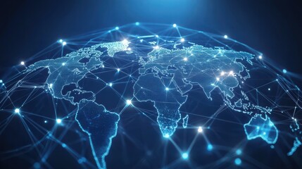 Fototapeta premium Global business network structure with connections for data exchange and collaboration