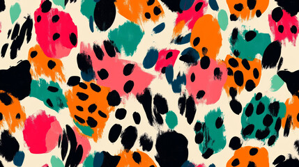Abstract leopard zebra animal print graffiti in colorful rainbow black white spring vibrant colored spot stripe seamless patchwork pattern. fashion trendy paint background for fabric design wallpaper