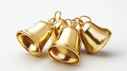 Gold bells 3d isolated on white background