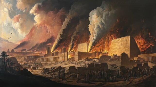 dramatic scene of the plagues of Egypt, where God sends ten plagues to convince Pharaoh to free the Israelites
