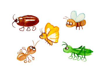 昆虫　手描き水彩画