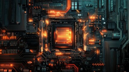 Circuit board, Central Computer Processors CPU concept .