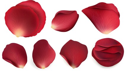 Fototapeta premium a realistic red rose petal, vibrant color, soft texture, photorealistic, isolated on white background