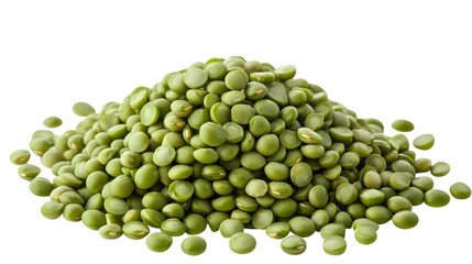 a realistic split green pea, vibrant color, natural texture, photorealistic, isolated on white background