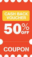 Cashback voucher template, discount coupon ticket