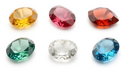 Fototapeta premium Colorful Gemstones on White Background