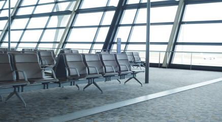 abstract in airport for background. OFFICE BACKGROUND, MODERN BUSINESS HALL WITH LIGHT REFLECTONS ON THE FLOOR.