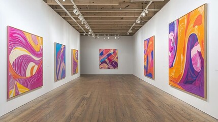 Colorful Abstract Art in Modern Gallery Space