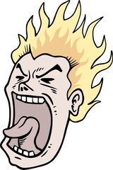 Angry man with fire hair design