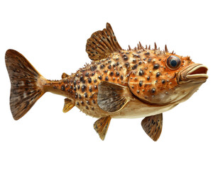 detailed illustration of spiny fish with vibrant colors and distinct features, showcasing its unique texture and fins. This aquatic creature is captivating and visually striking