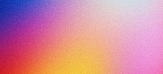 Vibrant grainy gradient background, orange purple blue pink yellow abstract noisy texture grunge retro banner poster backdrop design