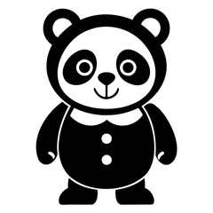 Panda Black Silhouette vector illustration isolated on a transparent background