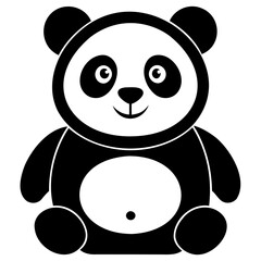 Panda Black Silhouette vector illustration isolated on a transparent background