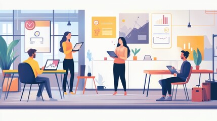 A team of business professionals collaborating in a creative