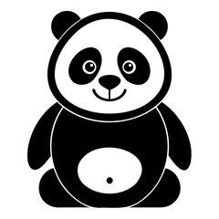 Fototapeta premium Panda Black Silhouette vector illustration isolated on a transparent background