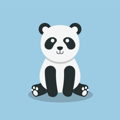 cute sitting panda in flat vector design.