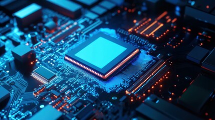 Fototapeta premium Central Computer Processor CPU, Quantum computer, data processing concept