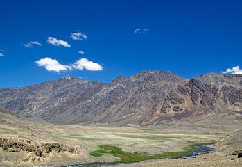 Landscape along the Bartang Valley in the Gorno-Badakhshan region in Tajikistan