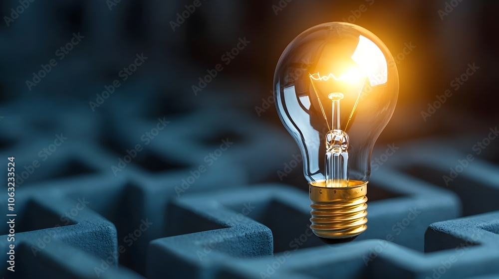 Poster a single shining lightbulb cuts through the darkness casting its radiant glow upon the intricate sha
