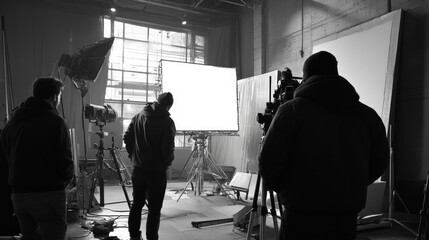 Preparation for a practical effects setup in a studio with lighting equipment and crew members engaged in their tasks