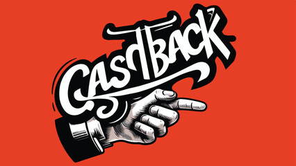 an illustration that says CASHBACK in graffiti style