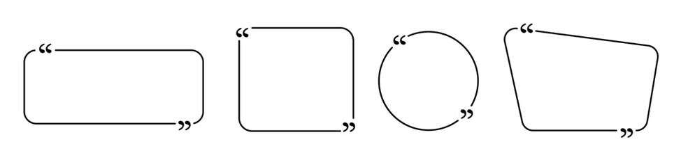 Set of quote frame without text. Black borders for definition and citation outline.