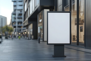 White, blank billboard for advertising. Space for mockups. Modern City in the background