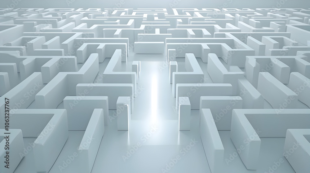 Aufkleber Emerging Path Through Abstract Maze Symbolizing the Overcoming of Challenges and Obstacles on the Journey to Success and Accomplishment