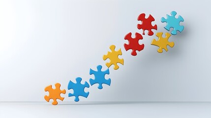 Gears Made of Puzzle Pieces Moving in Fluid Dynamic Motion Symbolizing the Concept of Creative Problem Solving  Metaphor for Innovation Flexibility and Synergy in Workflow Processes